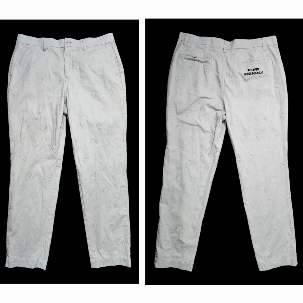 Ovo Octobers Very Own Men's Cream Embroidered Pants Size 34